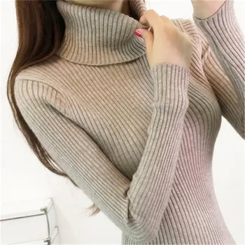 2020 jesen zima žene pletene pulover s visokim воротом povremeni blagi polo-neck kardigan moda tanak Femme elastičnost pulover