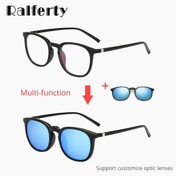Ralferty 5 U 1 Multi-Clip Ultra-Light TR90 Magnetic Polarized Clip On Sunglass Women Round Sunglases Eyewear sunčane naočale A8805