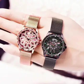 DOM Brand Luxury Women kvarcni sat moda svakodnevni cvijet ženski Ručni sat vodootporan crna sat Reloj Mujer G-1257BK-1MS