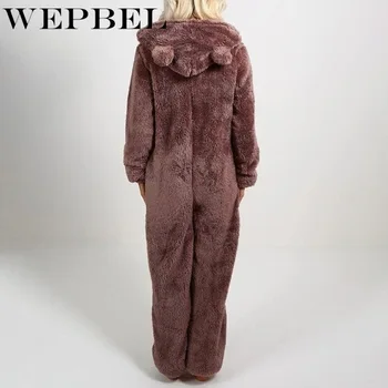 WEPBEL jesen zima topla slatka medvjed kombinezon Ženska kućna odjeća zajednička odjeća Ženske pidžame sa kapuljačom od umjetnog krzna kombinezon pidžama