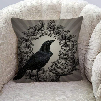 Vintage Black Crow Flower Lanen Square jastučnicu standardna jastučnicu za muškarce, žene djecu home dekorativni kauč stolica Bedroo