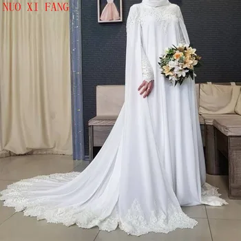 NUOXIFANG New Muslim Long Sleeve with Cloak čipke, haljine vjenčanje vjenčanica djeveruša haljina Vestidos De Noiva 2020 robe de mariage