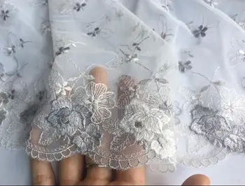 2 metra 22 cm širina siva bijeli cvijet cvjetne čipke završiti vezene šivanje cvjetne čipke tkanina Traka DIY pribor za odjeću