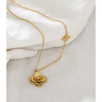 Yhpup Šarm cvijet metalni privjesak ogrlica od nehrđajućeg čelika moderan zlatna boja ovratnik ovjes ogrlica collane Donna izjava