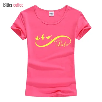 2018 summer Casual Lycra cotton T-shirt Women T Shirt Life Infinity Print Tops o-izrez tshirt Tees Femme Tops & Tees