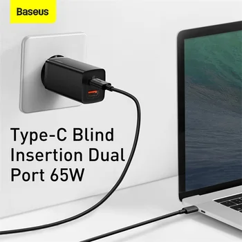 Baseus 65W GaN USB Charger Type C Quick Charge QC 4.0 PD 3.0 brzo punjenje za iPhone 12 Samsung Xiaomi Macbook Mini USB Punjač