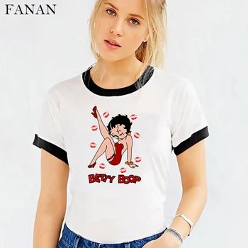 Novi 2020 žene Betty Boop tisak majica za ljeto Bijeli t-shirt svakodnevni O-izrez Mike 90-ih Harajuku kratkih rukava ženske majice Clothing