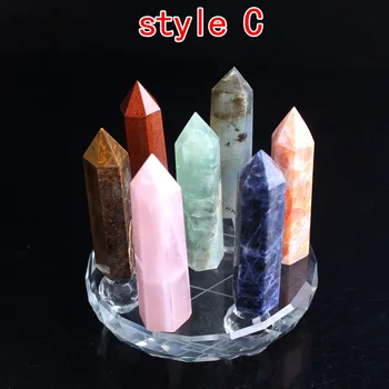 50 mm prirodni Kristal točka 7 čakra Reiki Luky Crystal stick 7 vrsta kvarca sa 7 zvjezdica ploča štand staklo drvo baza kućni dekor