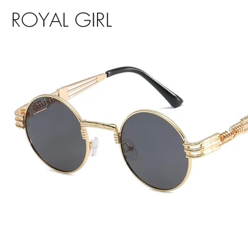 ROYAL GIRL steampunk okrugle sunčane naočale Žene brand dizajner polarizovana crnci ružičaste naočale muški metalni zatvarači na noge Oculos ss417