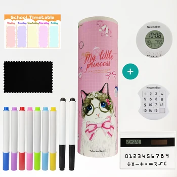Princess Mačka style Newmebox kutija za olovke velikog kapaciteta šminka Pen Box s kalkulatorom, ogledalom, za peglanje, sat, pribor igre