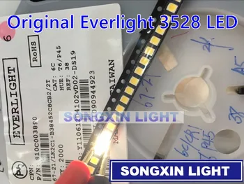2000шт EVERLIGHT 3528 1210 SMD LED White Gold Line/Bakar nosač površno nosač smd 3528 led rasvjeta diode PLCC-2 bijela