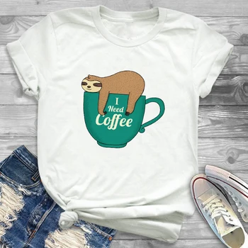 T-shirt Majica t-komadi majice moda žene Lijenost treba puno kave smiješno odjeća crtani žena Ženski grafički Majica