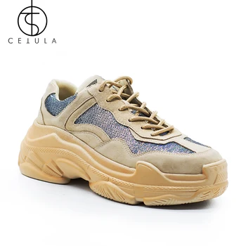 Cetula Women Sneakers Lace-up Urban Walk Series Sequin Women Atheletic Sneakers/Shoes ft.mekani ovratnik i негабаритная retro-potplat