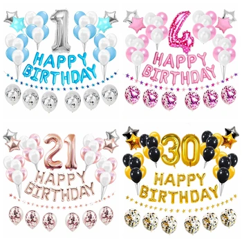 37 kom./compl. 0-99 godina broj folija latex baloni djeca dijete Djevojka 1 Dječak Sretan rođendan nakit žena odrasli otpreme
