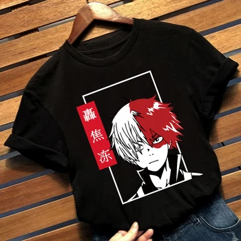 Harajuku Shirt Anime My Hero Academi T-shirt Women Men Shoto Todoroki Printed Funny Streetswear Shirt Tops