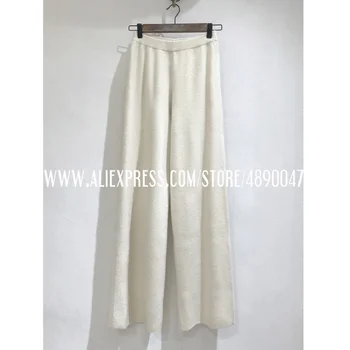 Jesen zima udoban kašmir hlače žene čiste boje skupljeni izravne svakodnevne mekan udoban za kožu pleteni široke hlače
