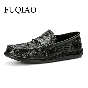 FUQIAO brand moda Krokodil zrna stil soft natikače gospodo natikače kvalitetne kožne cipele muškarci apartmani Casual cipele za vožnju