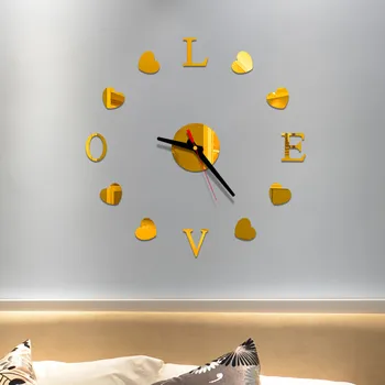 40 cm 3D zidni sat ljubav i srce DIY akril ogledala naljepnice satovi moderni kvarcni satovi dnevni boravak dekor кварцевая igla