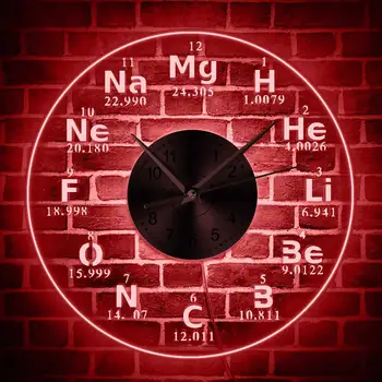 Kemijski element periodične akril zidni sat s pozadinskim osvjetljenjem led rasvjeta zidne lampe moderan dom dekor Led noćno svjetlo poklon za učitelje