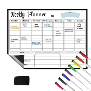 17X12 Inch netic Dry Erase Calendar Set for Refrigerator ,Notes for Weekly Planning Drawing Message Board