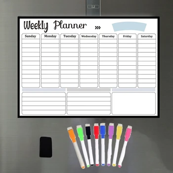 17X12 Inch netic Dry Erase Calendar Set for Refrigerator ,Notes for Weekly Planning Drawing Message Board