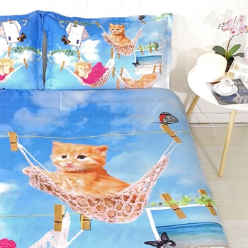 Yi chu xin 3d bedding set king size mačka deka 2018 set posteljine za životinje
