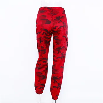 Žene Proljeće Crvene Maskirne Hlače Moda Ulice Jean Hlače Pantalon Mujer Olovka Demin Vojni Olovka Hlače