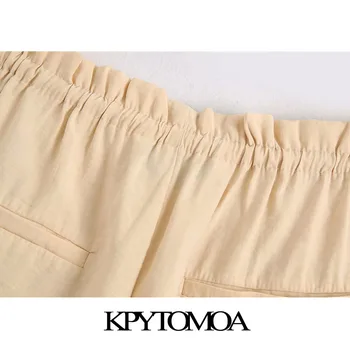 KPYTOMOA žene 2020 moderan moda s Drawstring kratke hlače stare elastičan pojas bočni džepovi ženske kratke hlače Pantalones Mujer
