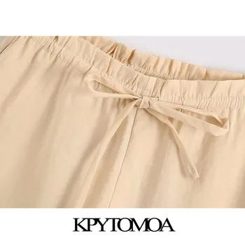 KPYTOMOA žene 2020 moderan moda s Drawstring kratke hlače stare elastičan pojas bočni džepovi ženske kratke hlače Pantalones Mujer