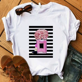 Parfem je cvjetni širina ispisa Ženska majica ljetna košulja dame luksuzni brand Harajuku ulica majica top Ženska majica