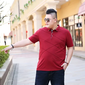 Veliki veličina muška polo majica s kratkim rukavima muška debeli slobodna polo majica ljeto 7XL crvena