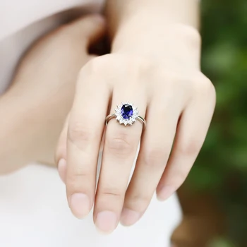 925 sterling srebra moda plava CZ Cirkon žensko vjenčano prstenje nakit ženski prst otvoreni prsten je poklon pad isporuka djevojka
