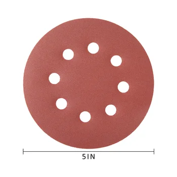 60шт 5 cm 125 mm brusni papir okrugli osam rupa disk pijesak listovi grit 40-400 kuka i petlja brušenje disk poljski