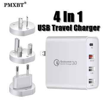 48W Multi Quick Charge 3.0 USB Charger Travel PD brzo punjenje telefona za iPhone 11 Pro Max AU UK EU US Plug 4 in 1 Turbo Charger