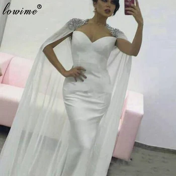 Plus size Dubai bijele maturalne haljine Sirena arapski večernje haljine s плетением накидка ženske haljine stranke Gowns haljine