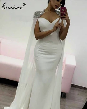 Plus size Dubai bijele maturalne haljine Sirena arapski večernje haljine s плетением накидка ženske haljine stranke Gowns haljine