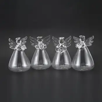 Set od 4 slatka prozirnih staklenih Anđela oblik cvjetne biljke visi Vaza Svadbena dekoracija