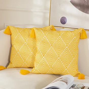 45x45cm jastučnicu geometrijski pamučna platna vez jastučnicu Dekorativna jastučnica za kauč kreveta žuta