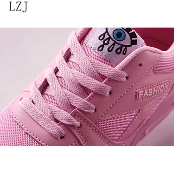 Žene Tenisice Prozračni Vanjski Cipele Za Hodanje Žena Mreže Casual Cipele I Pink Čipka-Up Ženske Cipele 2019 Moda Ženske Tenisice