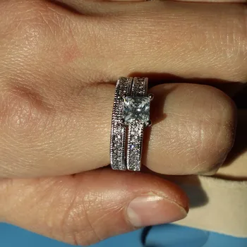 Choucong Vintage Promise Ring vjenčanje setovi 5A Cirkon je kamen 10KT bijelo zlato punjeni zaručnički prsten prsten za žene prst Jewepry