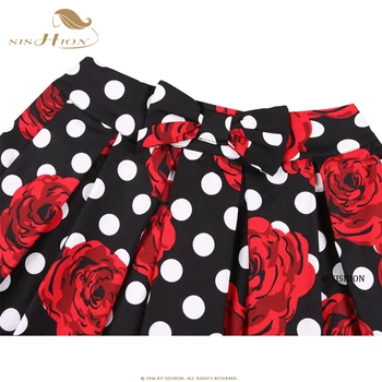 SISHION 2021 New Rose Printed Polka Točkica Y2K Skirt SS0012 Harajuku Jupe Femme Vintage Cotton Women Summer Daskanje Плиссированная suknja