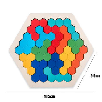Drvene puzzle IQ Hexagon Puzzle Saće Shape Tangram Board Toy zanimljive promenljiva zagonetke igračke za djecu obrazovanje odraslih