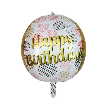 20шт 4D 22 inča okrugle balone od aluminijske folije, tisak Sretan Rođendan pismo helij stranka balon isporuke svadbeni nakit događaji