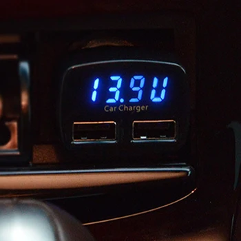 4-u-1 dvostruki USB auto punjač voltmetar volti struja mjerač temperature Digitalni zaslon prikaz auto Prijenosni tester napona