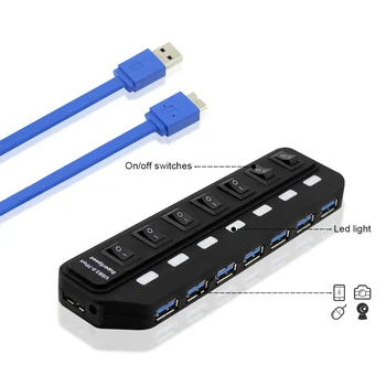 USB Hub 3.0 High Speed 7/4 Port USB 3.0 Hub Power Multi Adapter USB Razdjelnik Adapter With AU UK EU US For MacBook PC Accessories