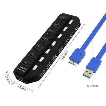 USB Hub 3.0 High Speed 7/4 Port USB 3.0 Hub Power Multi Adapter USB Razdjelnik Adapter With AU UK EU US For MacBook PC Accessories