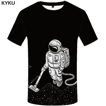 KYKU Alien T-shirt Men Galaxy Shirt Black Print Anime Clothes Harajuku Funny T shirts Gothic Tshirt Printed Muške Clothing