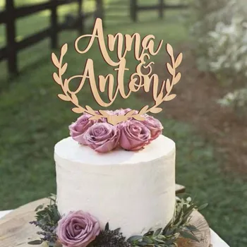 Personalizirane svadbena torta topper, rustikalni drveni torta topper, korisnička imena torta topper s mladenka i mladoženja,vaš drveni izbor