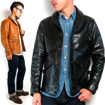 98099 Pročitajte Opis! Azijski veličina muška jakna od prave Мотоциклетная tanka vintage kožna jakna Казачья