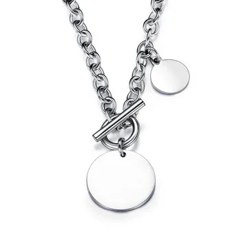 Ženska ogrlica veliki jednostavan dual privjesak ogrlica krug O krugu od nehrđajućeg čelika ogrlica nakit na vratu pokloni za žene